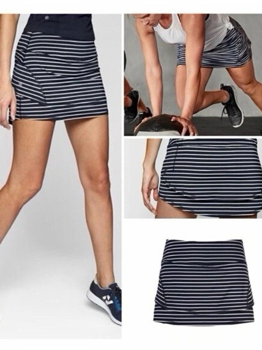 Athleta Stealth Skort Navy and White Stripe